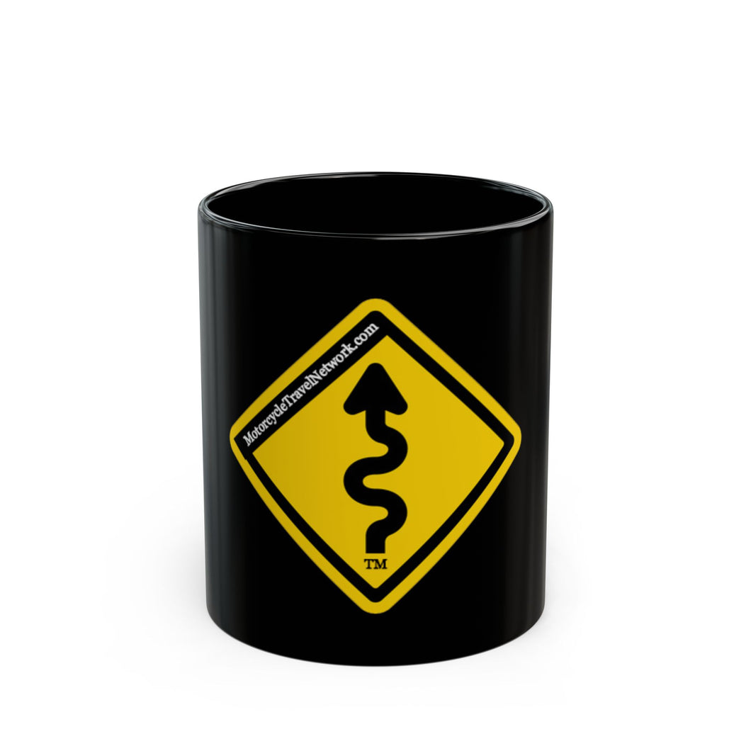 Motorcycle Travel Network Curves Ahead Black Mug (11oz, 15oz)