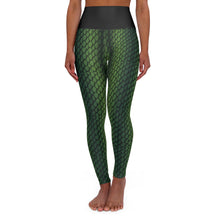 Load image into Gallery viewer, Green Snakeskin TheSnake421.com Women&#39;s High Waisted Yoga Leggings (AOP)
