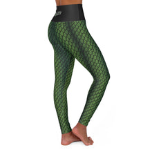 Load image into Gallery viewer, Green Snakeskin TheSnake421.com Women&#39;s High Waisted Yoga Leggings (AOP)
