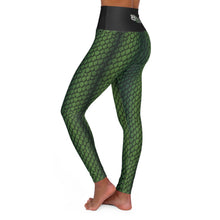 Load image into Gallery viewer, Green Snakeskin TheSnake421.com Women&#39;s High Waisted Yoga Leggings (AOP)
